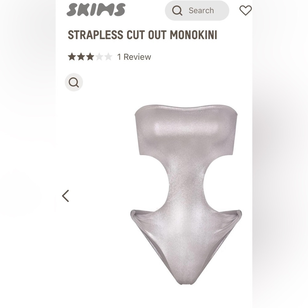 NWT Skims Liquid Shine Strapless Cutout Monokini Size XS
